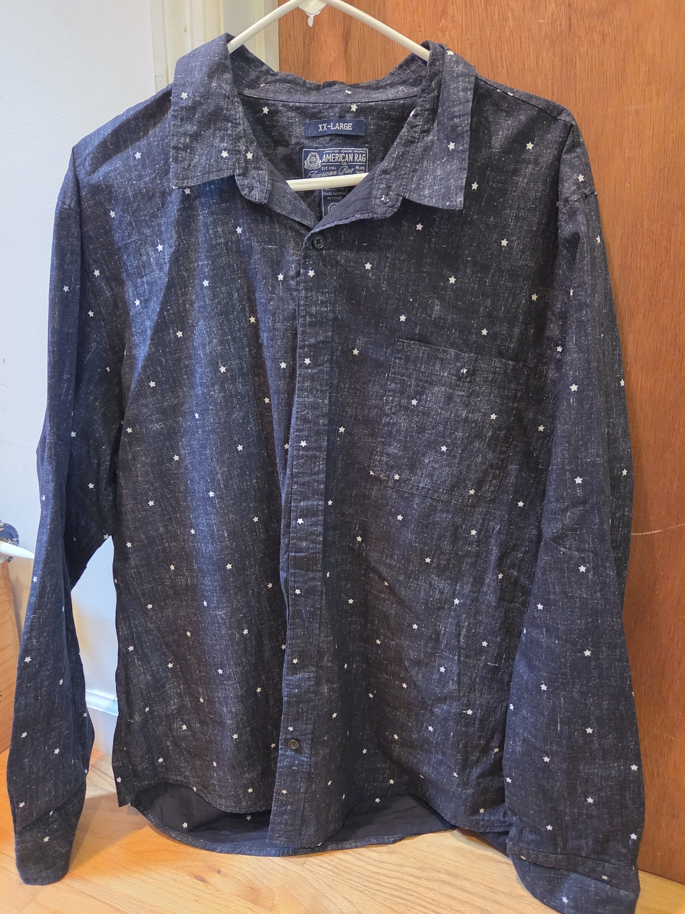 American Rag Men's Navy Star-Print Button-Up Shirt